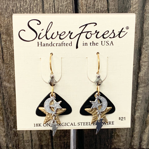 Black, Silver, and Gold Sky Cascade Earrings
