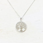 Sterling Silver CZ Tree of Life Necklace