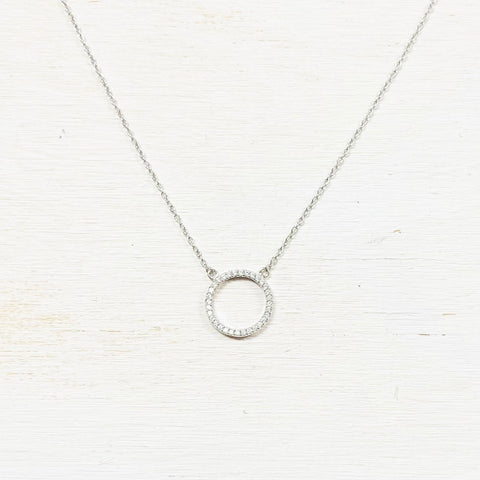 SS CZ Circle Necklace 16-18”