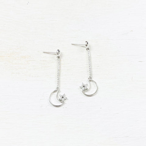 Sterling Silver Moon Dangle Earrings