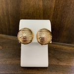 Goldtone Lined Dome Clip-On Earrings