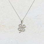 SS CZ Shamrock Necklace 18”