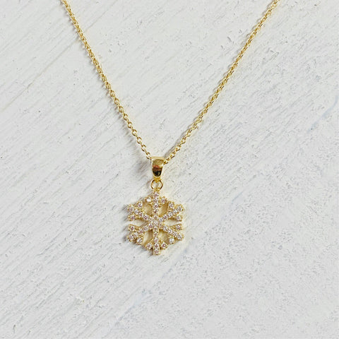 Sterling Silver CZ Snowflake Necklace