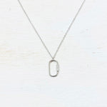 SS Oval w CZ Necklace 16-18”