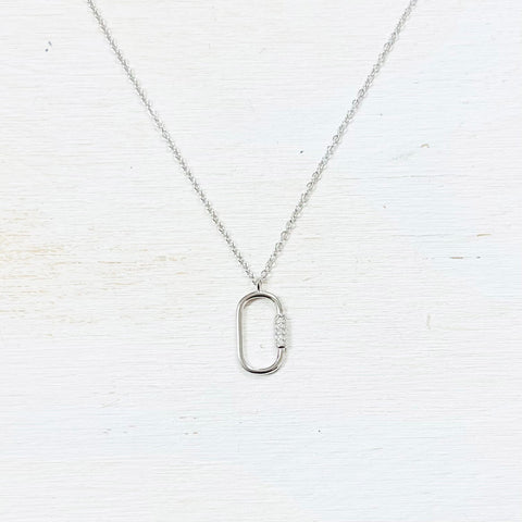 SS Oval w CZ Necklace 16-18”