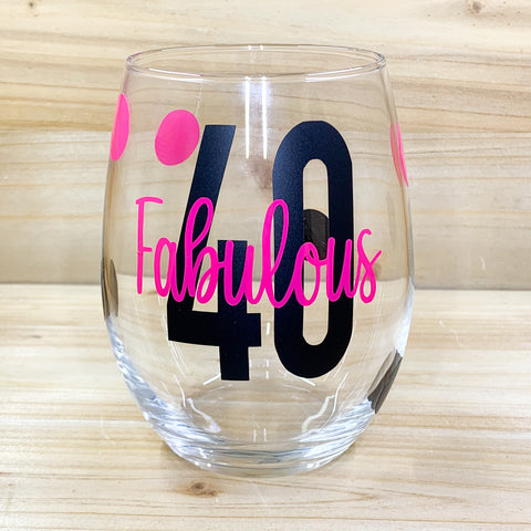 Fabulous 40 Stemless Wine Glass