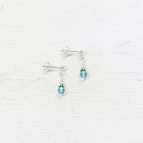 Sterling Silver March Earrings