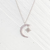 Moon & Star Pave Fashion Necklace
