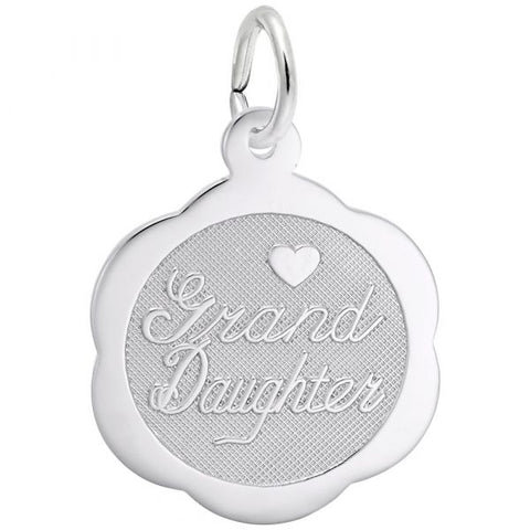 Sterling Silver Granddaughter Scalloped Disc Charm