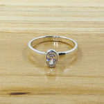 Sterling Silver Oval Shaped Ring Clear Stone
