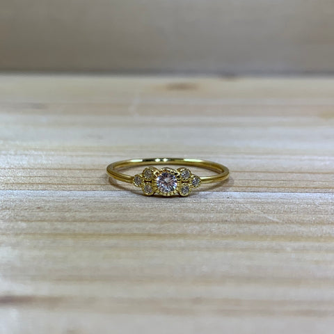 Gold Tone Sterling Silver CZ  Cluster Ring