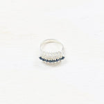 Sterling Silver Estate Clear and Black Stones Ring