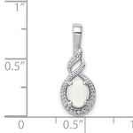 Sterling Silver October Created Opal and Diamond Necklace