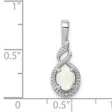 Sterling Silver October Created Opal and Diamond Necklace