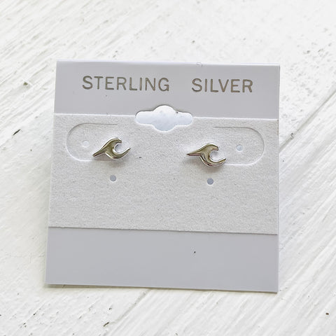 Sterling Silver Stud Wave Earrings