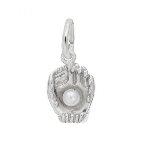 Sterling Silver Baseball Glove with Pearl Charm