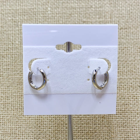 Silver Tone Smooth Round Mini Hoop