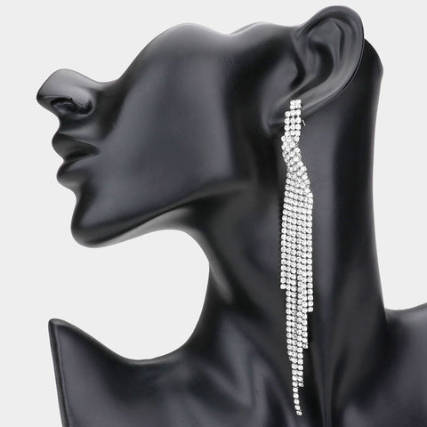 Fashion Rhinestone Long Fringe Earrings