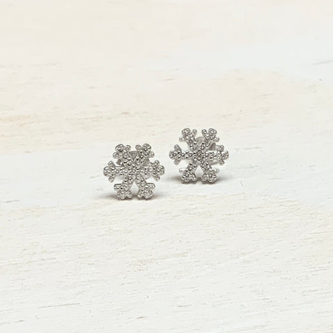 Sterling Silver Snowflake Stud Earrings