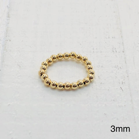 3MM BEADED GOLD TONE STERLING SILVER RING