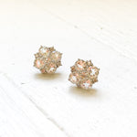 Sterling Silver White Topaz Floral Studs