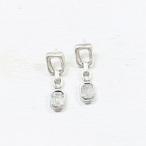 Fashion Clear Stone Link Dangle Earrings