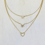 Gold Tone Sterling Silver Heart Layer Necklace