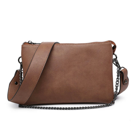 Brown Chain Izzy Convertible Shoulder Bag & Crossbody