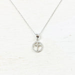 Sterling Silver Children’s CZ Circle Cross Necklace