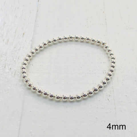 4mm Beaded Sterling Silver Bracelet