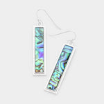 Fashion Abalone Silver Tone Bar Dangle Earrings