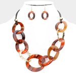 Fashion Oval Link Orange Necklace Set