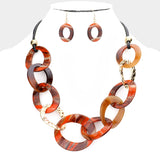Fashion Oval Link Orange Necklace Set