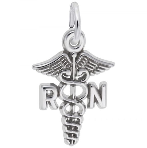 Sterling Silver Small Rn Caduceus Charm