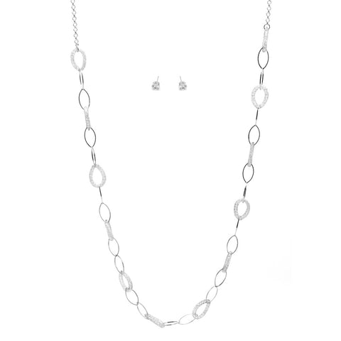 Fashion Silver Tone Mesh Link Necklace