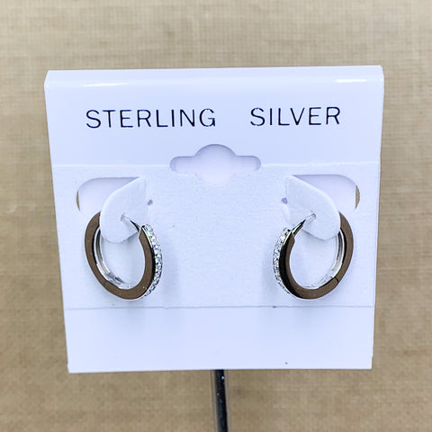 Sterling Silver CZ Huggie Hoops