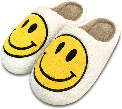 Katydid White Happy Face Slippers