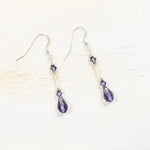 Sterling Silver February Crystal Drop Dangle Earrings