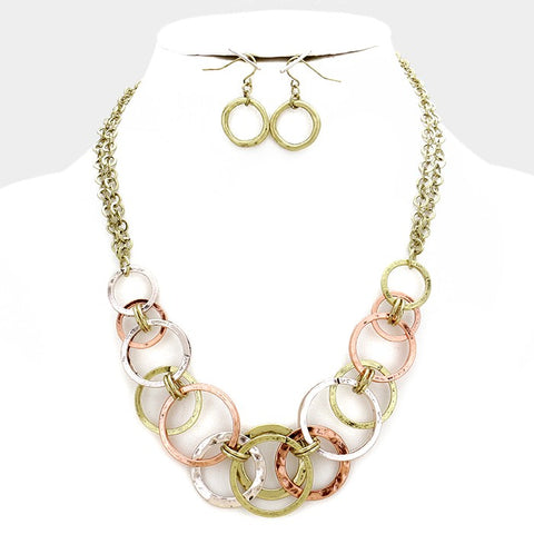 Fashion Tri Tone Necklace Set