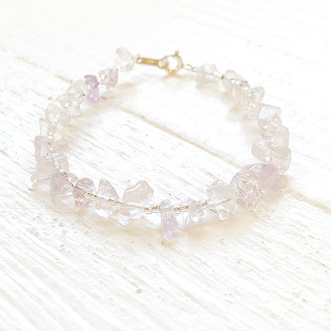 Sterling Silver Clear Chipped Stone Bracelet