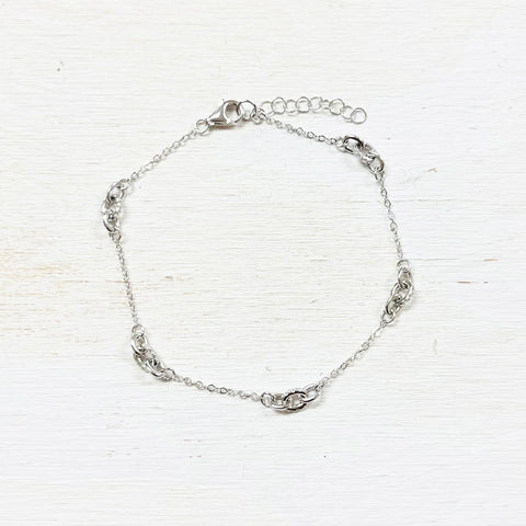 Sterling Silver CZ Small Links Bracelet