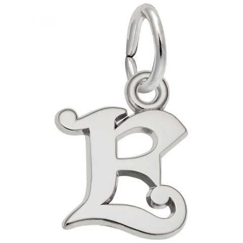 Sterling Silver Curly Initial E Accent Charm