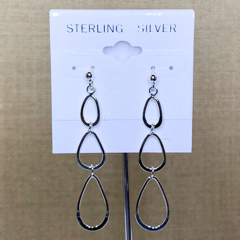 Sterling Silver Oval Dangle Stud