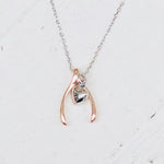 Sterling Silver Wishbone & Heart Necklace