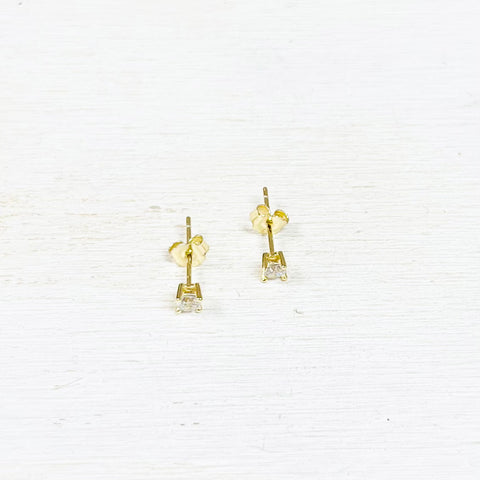 Sterling Silver Gold Plated CZ Studs