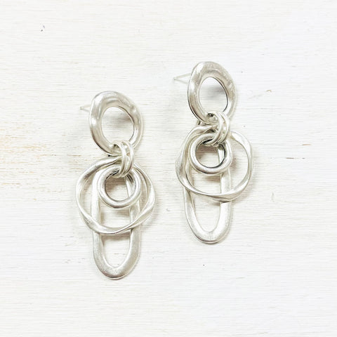 Fashion Silver Tone Multi Dangle Earrings