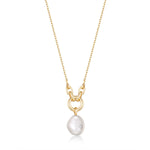 Gold Pearl Sparkle Pendant Necklace