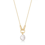 Gold Pearl Sparkle Pendant Necklace