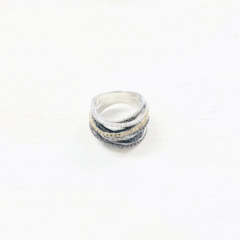 Sterling Silver Estate Multicolor Stacked Ring