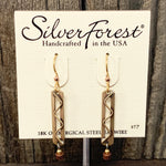 Gold Tone Rectangle w/ Swiggle Earrings
